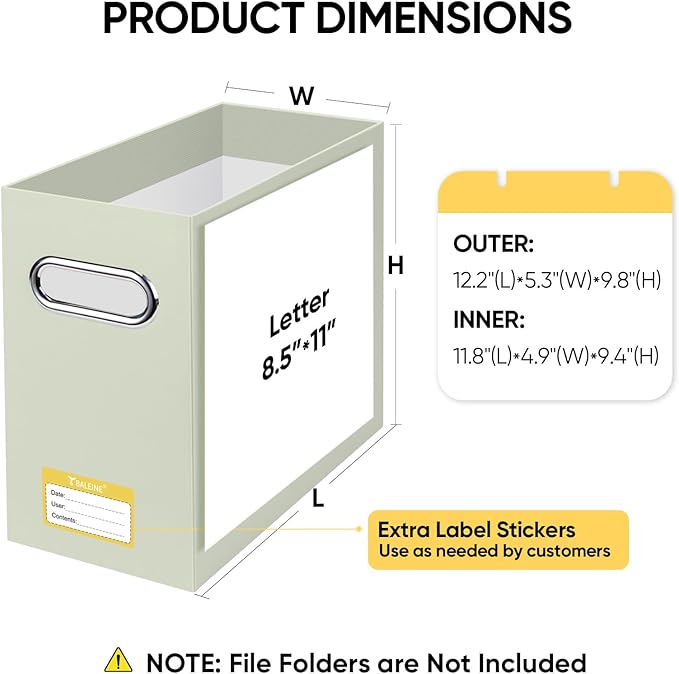 BALEINE File Organizer Box, Cardboard File Folder Organizer with Handle for Letter Size, Portable Collapsible Hanging Filing Box for Home Office Document Storage (4 Pack, Beige)-NeatNest