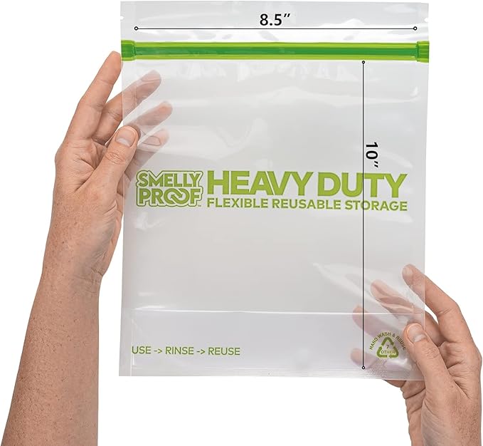 BULK VALUE, Smelly Proof 50-Pack HEAVY DUTY 5-mil Reusable Bags, Ziplock Stand-Up, Expandable, Dishwasher-Safe, Triple Zip, Odor-Proof, Durable Poly Nylon (Non-Silicone) US-Made 8.5" x 10" Quart 50pk-NeatNest