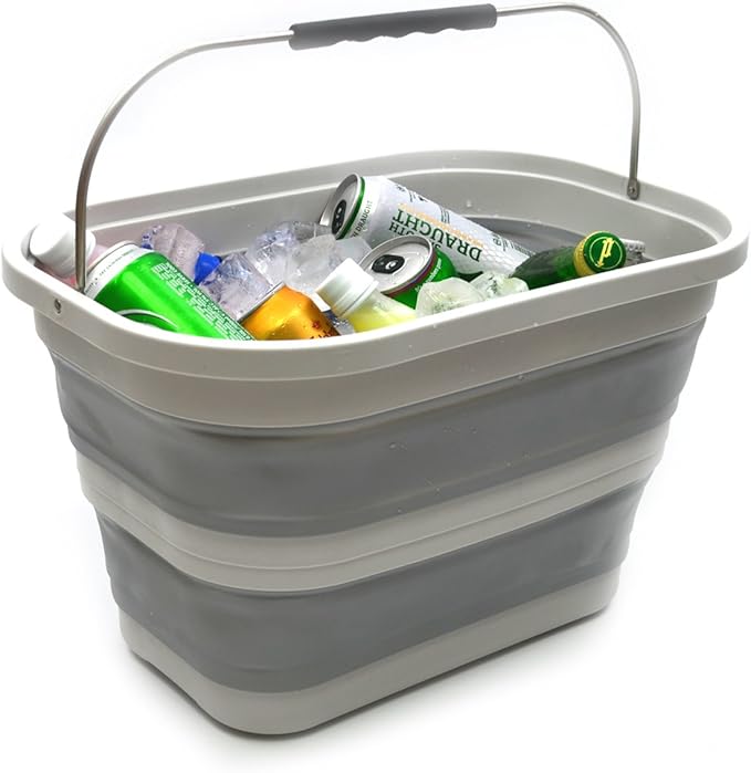 SAMMART 20.8L (5.49Gallon) Collapsible Rectangular Handy Basket/Bucket (S. Grey)