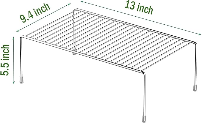 iPEGTOP Set of 6 Kitchen Cabinet Shelf Organizer, Medium (13 x 9.4 Inch) Bathroom Cabinet Organization Wire Shelf Rack, Rustproof Storage Space Saver Shelves for Countertops Pantries Utensils-NeatNest