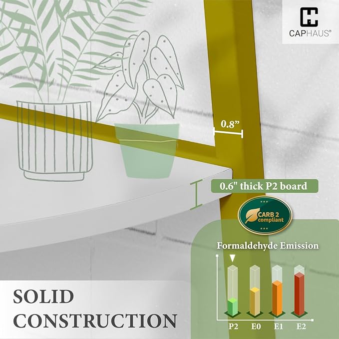 CAPHAUS Tall Corner Shelf Stand, 4-Tier Display Shelves, Ladder Corner Wood Storage Plant Bookshelf with Metal Frame, Versatile Shelving Unit Bookcase for Home Office Space, Gold-NeatNest