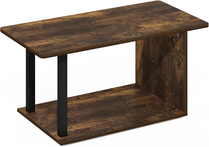 Furinno Basic Home Living Coffee Table, Amber Pine/Black-NeatNest