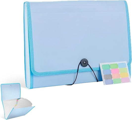 Expanding File Folder with Labels,File organizer 13 Pockets File Organizer Accordion Filing Folder Expandable File Folder,Portable Bill Receipt Organizer for Home School Office Supplies,Letter A4 Size