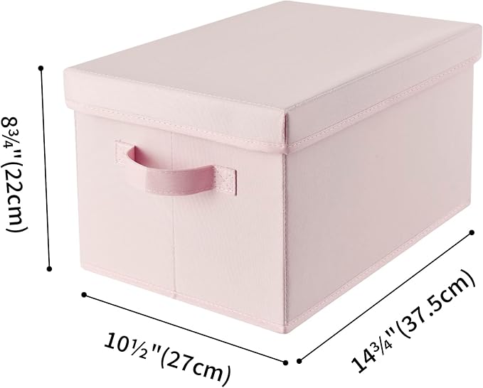 GRANNY SAYS Closet Storage Bins, Fabric Boxes with Lids, Shelf Baskets for Closet Organization, Stackable Storage Containers, Pink, 3-Pack-NeatNest