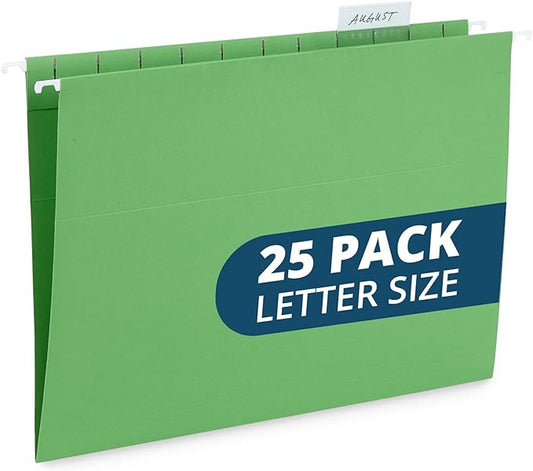 Blue Summit Supplies Hanging File Folders, 25 Reinforced Hang Folders, Designed for Home and Office Color Coded File Organization, Letter Size, Green, 25 Pack-NeatNest
