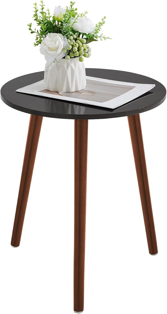 Apicizon Brown Side Table for Bedroom, End Table Bedside Table Nightstand Coffee Table with Brown Wood Legs for Living Room, 16.5 x 20.5 Inches, Black & Brown-NeatNest