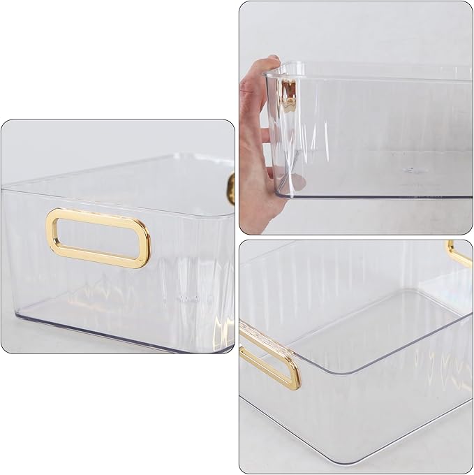 Clear Plastic Organizing Bins, Plastic Pantry Storage Baskets for Fridge, 6-Packs-NeatNest
