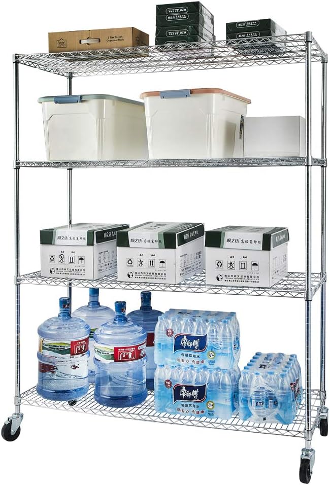 4 Tier Adjustable Storage Shelf Metal Storage Rack Wire Shelving Unit Storage Shelves Metal for Pantry Closet Kitchen Laundry