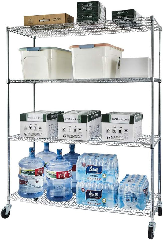 4 Tier Adjustable Storage Shelf Metal Storage Rack Wire Shelving Unit Storage Shelves Metal for Pantry Closet Kitchen Laundry