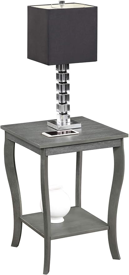 Convenience Concepts American Heritage Square End Table with Shelf, Wirebrush Dark Gray-NeatNest