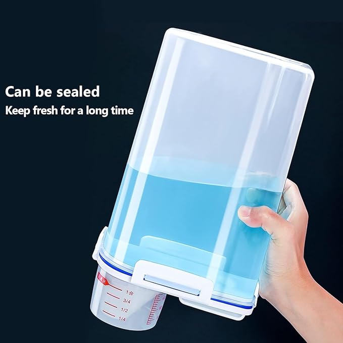 2 set 3-5 LB Rice Storage Bin Flour Cereal Containers Dispenser with BPA Free + Measuring Cup + Pour Spout - Perfect for Rice Flour Baking Supplies Pet Dog Food Storage