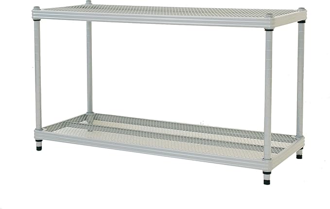 Design Ideas MeshWorks, 2-Tier Steel Shelving Rack, 440lb Capacity Per Shelf, Silver-NeatNest