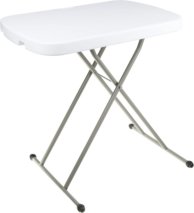 Everyday Home Folding Table - Lightweight Portable Folding Desk - Small Plastic Table for TV Tray, Playing Cards, and Craft Room (White)-NeatNest