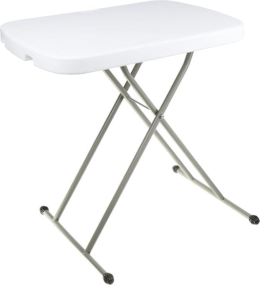 Everyday Home Folding Table - Lightweight Portable Folding Desk - Small Plastic Table for TV Tray, Playing Cards, and Craft Room (White)-NeatNest