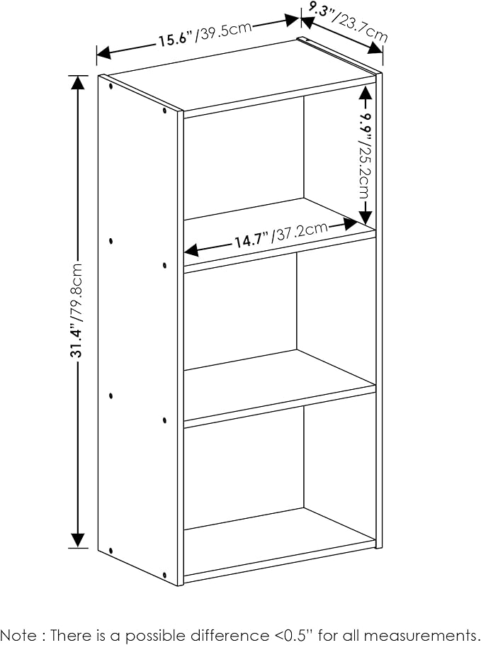 Furinno Luder 3-Tier Open Shelf Bookcase, White-NeatNest