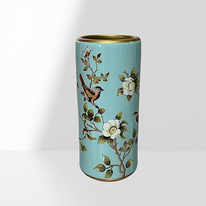 Ceramic Umbrella Stand Umbrella Holder for Entryway Hand-Made Umbrella Stand Barrels Umbrella Holder Cane Floor Standing Vase Ceramic Storage Bucket for Home Office Entrance Indoor.(Light blue 2022)-NeatNest