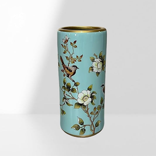 Ceramic Umbrella Stand Umbrella Holder for Entryway Hand-Made Umbrella Stand Barrels Umbrella Holder Cane Floor Standing Vase Ceramic Storage Bucket for Home Office Entrance Indoor.(Light blue 2022)-NeatNest