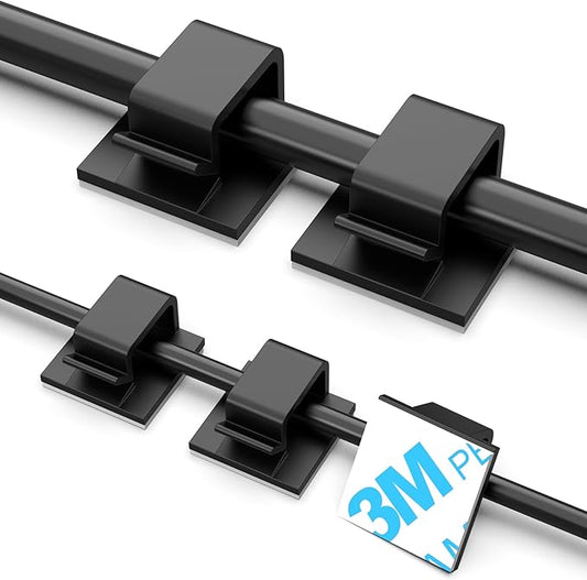100 PCS Adhesive Cable Clips Black (Small & Large), Upgraded Wire Holder for Wall Cord Organizer Cable Management Under Desk, Outdoor Light Clips Hooks for LED, Car Dash Cam, HDMI, Extension Cord-NeatNest