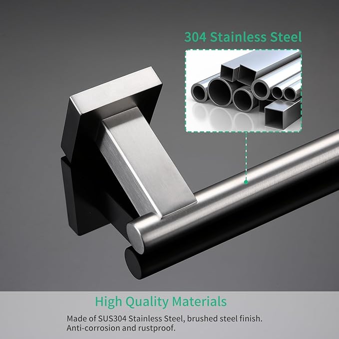 Miyili 9-Inch Bathroom Towel Bar SUS 304 Stainless Steel Hand Towel Rack Holdle Wall Mount Brushed Finish, A02N23A