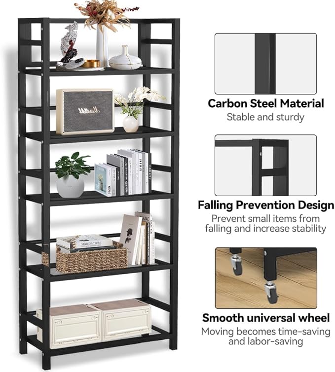 5 Tier 1250LBS Storage Shelves Heavy Duty, Storage Racks and Shelving, Standing Storage Shelf Units, Utility Shelf with Wheels, Metal Shelves for Garage, Kitchen, Living Room, and Pantry.