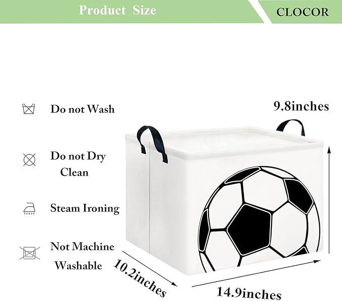 CLOCOR Rectangular Boys Construction Storage Basket,Kids Toy Bins,Waterproof Tractor Truck Storage Box with Handles,Gift Basket,Excavator Printed Bedroom Playroom Decor(Football)-NeatNest