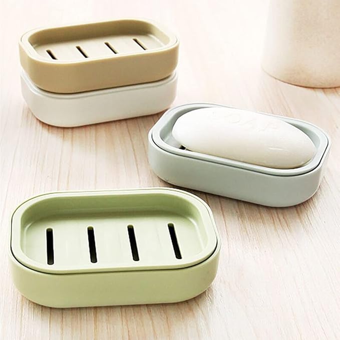 4 Pack Plastic Soap Dish, Soap Container, Double Layer Draining Soap Holder for Shower, Bathroom or Kitchen, C-0060-NeatNest