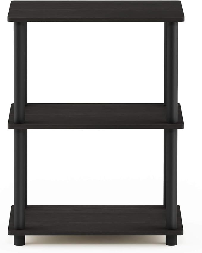Furinno Turn-N-Tube No Tool 3-Tier Storage Shelf, Narrow, Espresso/Black-NeatNest