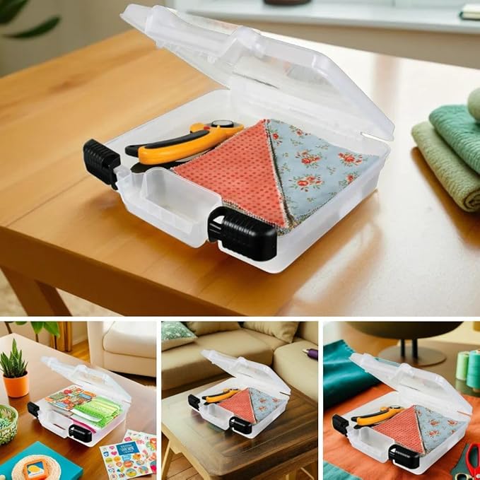 ArtBin 6972AB 10 inch Quick View Deep Base Carrying Case, Portable Art & Craft Organizer with Handle, [1] Plastic Storage Case, Translucent