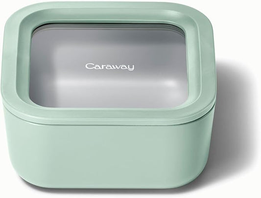 Caraway Glass Food Storage - 10 Cup Glass Container with Ceramic Coated Non-Stick Lids - Easy to Store, Non-Toxic, Dishwasher, Oven, & Microwave Safe-NeatNest