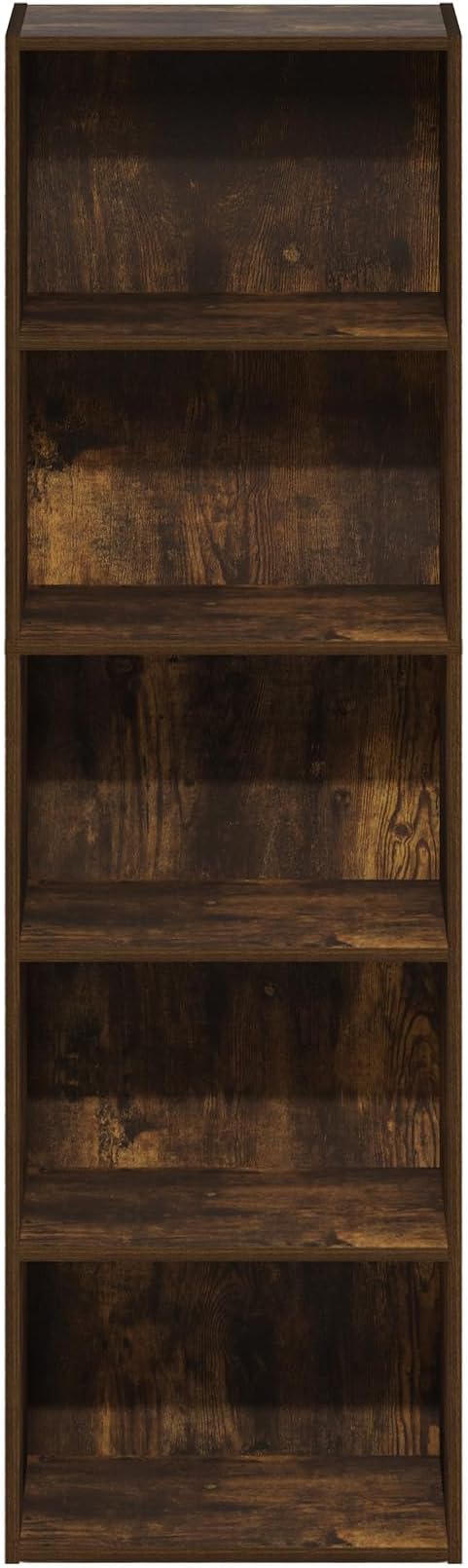 Furinno Luder 5-Tier Open Shelf Bookcase, Bookshelf, Amber Pine-NeatNest