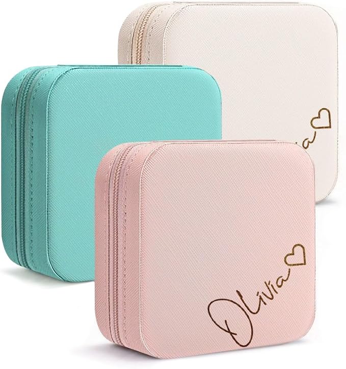 DayOfShe Personalized Jewelry Box for Women and Girls, Small Jewelry Case for Bridesmaid Gifts or Bachelorette Party-NeatNest