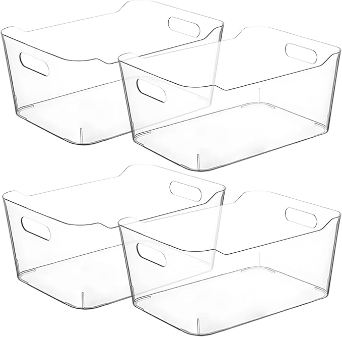 Clear Storage Bins, Pantry Organizers and Storage Containers Fridge Organizer Bins Kitchen Organization Cabinet Organizer Bin for organizing Cleaning Supplies Home Kitchen Refrigerator Containers-NeatNest