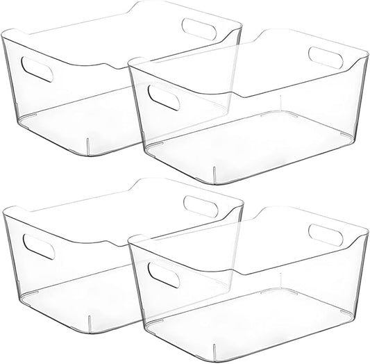 Clear Storage Bins, Pantry Organizers and Storage Containers Fridge Organizer Bins Kitchen Organization Cabinet Organizer Bin for organizing Cleaning Supplies Home Kitchen Refrigerator Containers-NeatNest