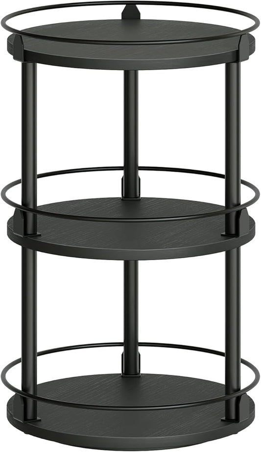 3-Tier Lazy Susan Organizer, Rotating Spice Rack, Spinning Organizer, Industrial Turntable Spice Rack Organizer for Cabinet, Kitchen Countertop, Pantry, Black SR23BK-NeatNest