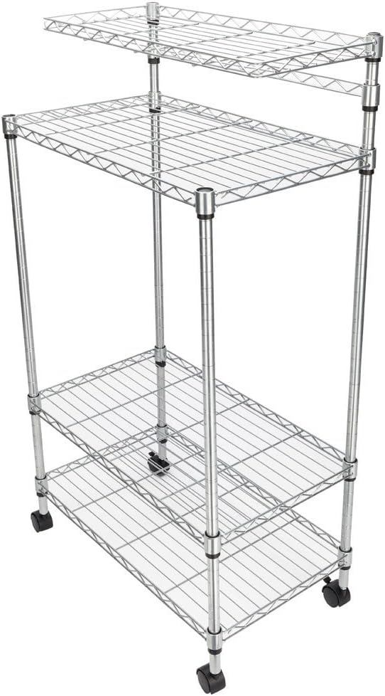4 Tier Adjustable Storage Shelf Metal Storage Rack Wire Shelving Unit Storage Shelves for Pantry Closet Kitchen Laundry Bathroom (Silver17-4-Tier)