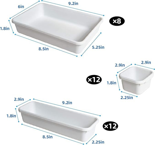 BYCY 32 PCS Drawer Organizers Office Interlocking Drawer Organizers Tray Dividers Storage Bins(32 Pack)-NeatNest