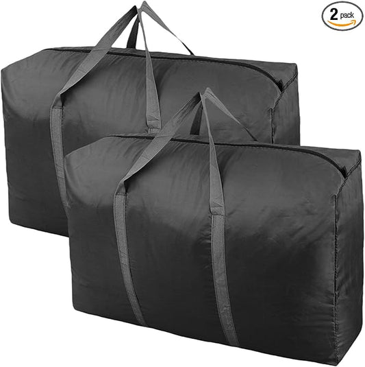 100L Extra Large Storage Bags, Big Moving Bags with Strong Zippers & Carrying Handles, Packing Bags for Moving, Storage, Travel and Camping, Storage Totes For Space Saving (Black, 2 Pack)-NeatNest