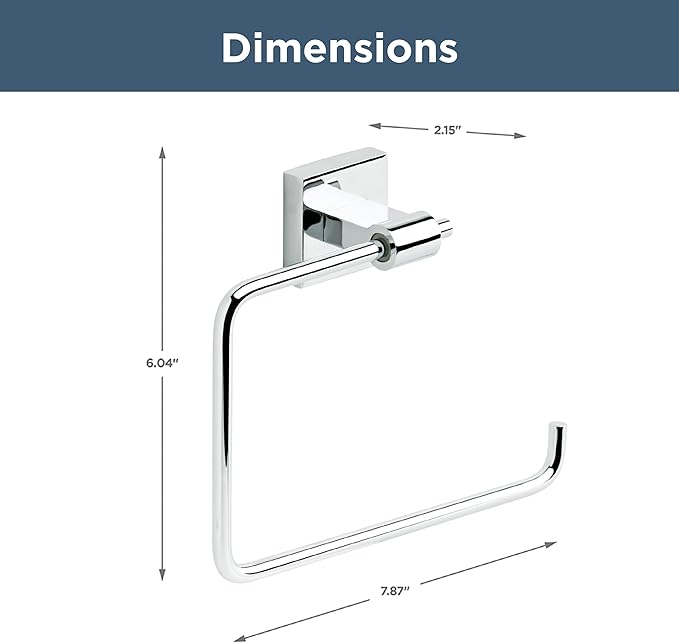 Franklin Brass Maxted (1-Pack) Hand Towel Holder Polished Chrome Towel Racks for Bathroom Wall Square Towel Ring Holder for Bath Towel Hanger for Kitchen, Bathroom Accessories MAX46-PC