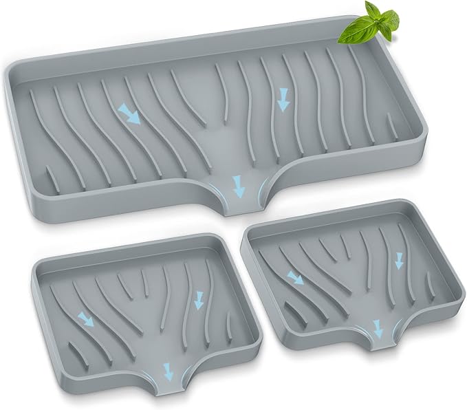 Kitchen Sink Tray,Self Draining Kitchen Soap Tray Soap Holder Silicone Sponge Holder for Kitchen Sink,Kitchen Bathroom Sink Caddy Sink Organizer for Sponge,Soap Dispenser,Dish Scrubber,Palm Brush-NeatNest