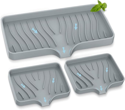 Kitchen Sink Tray,Self Draining Kitchen Soap Tray Soap Holder Silicone Sponge Holder for Kitchen Sink,Kitchen Bathroom Sink Caddy Sink Organizer for Sponge,Soap Dispenser,Dish Scrubber,Palm Brush-NeatNest