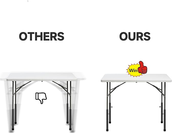 (4-Pack) Folding Table Leg Extenders, Highly Durable Steel Folding Table Leg Risers, Folding Desk Leg Extensions for Straight and Bent Legs, Adjustable Table Height Extenders for Rise 3.6in/5.2in-NeatNest