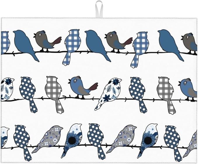 Blue Bird Dish Drying Mat 18x24 For Kitchen Counter Absorbent Microfiber Dishes Pad Dish Drainer Rack Mats Fast Dry Kitchen Accessories-NeatNest