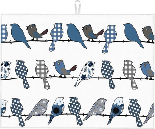 Blue Bird Dish Drying Mat 18x24 For Kitchen Counter Absorbent Microfiber Dishes Pad Dish Drainer Rack Mats Fast Dry Kitchen Accessories-NeatNest