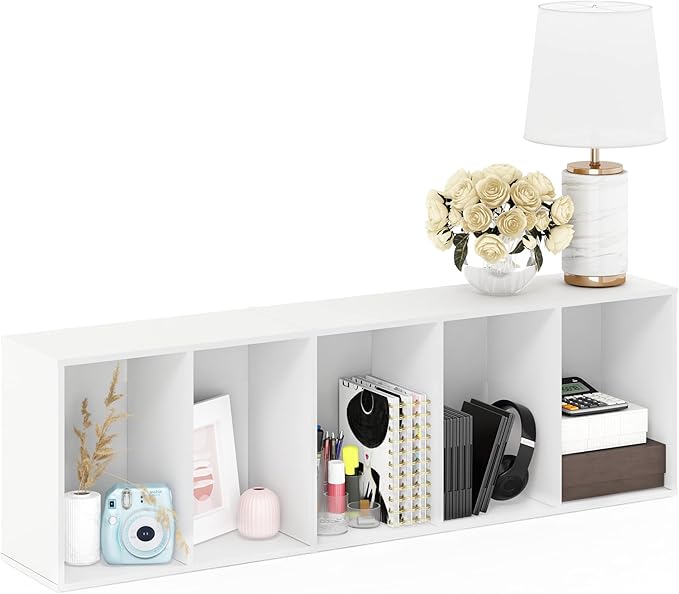 Furinno Luder Bookcase / Book / Storage , 5-Tier, White-NeatNest