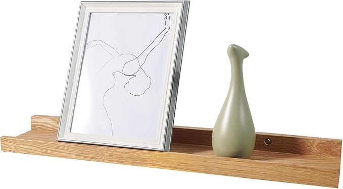 20 Inch Floating Shelves Wall Mounted, Rustic Wall Shelves for Decor and Storage, Natural Solid Oak Wood Shelf, Picture Ledge for Bedroom/Bathroom/Living Room/Kitchen, Natural Color, 20*4*1.5 (1 Pack)-NeatNest