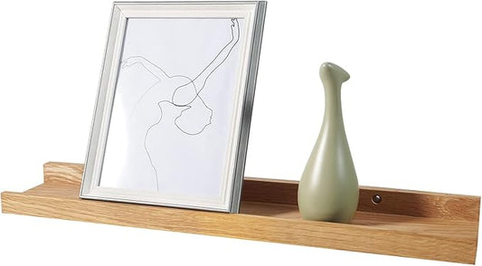 20 Inch Floating Shelves Wall Mounted, Rustic Wall Shelves for Decor and Storage, Natural Solid Oak Wood Shelf, Picture Ledge for Bedroom/Bathroom/Living Room/Kitchen, Natural Color, 20*4*1.5 (1 Pack)-NeatNest