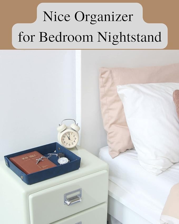 CASIRENA Father's Day Gifts Faux Leather Valet Tray Organizer for Men - Catch-All Tray for Entryway Table Key, Wallet, Watch, Coin Change, Phone, Dresser EDC Dump Jewelry, Bedside Nightstand Desk-top-NeatNest