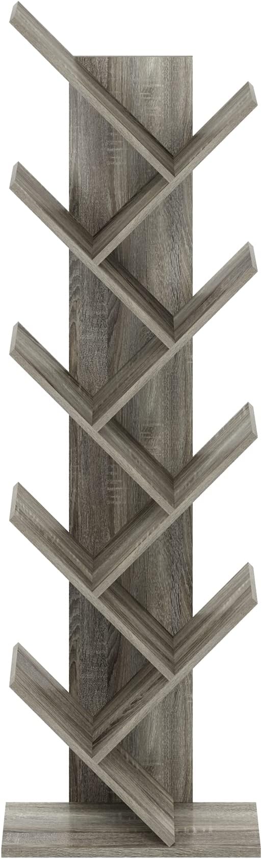Furinno Tree Bookshelf 9-Tier Floor Standing Tree Bookcase, French Oak-NeatNest