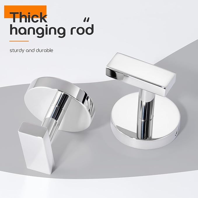 Robe Hook Polished Chrome Bath Towel Hooks Stainless Steel Wall Hooks for Bathroom Kitchen Closet Garage Door Hanger 2 Pack, AN1001CH-P2