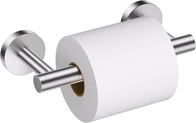 Brushed Nickel Toilet Paper Holder, Double Base Large Toilet Paper Roll Holder Stainless Steel Bathroom Hardware Wall Mounted Modern Commercial Toilet Paper Dispenser-NeatNest